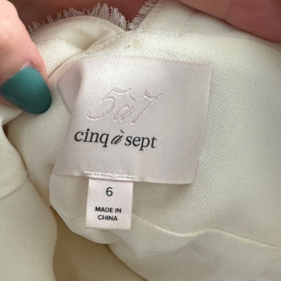 Cinq a Sept mini dress Aurora Fringe V Neck A Line bride bridal scuba flare - Picture 3 of 9